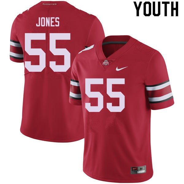 Ohio State Buckeyes #55 Matthew Jones Youth Embroidery Jersey Red